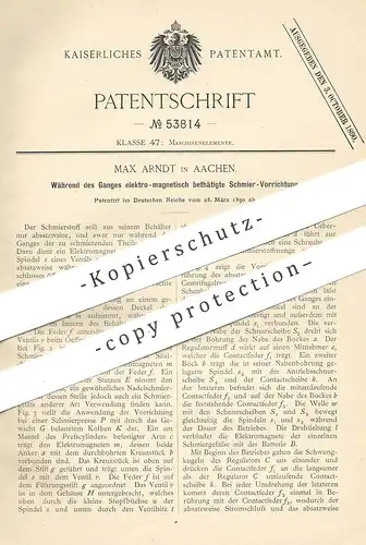 original Patent - Max Arndt , Aachen , 1890 , elektro-magnetisch betätigte Schmier-Vorrichtung | Elektromagnet | Motor