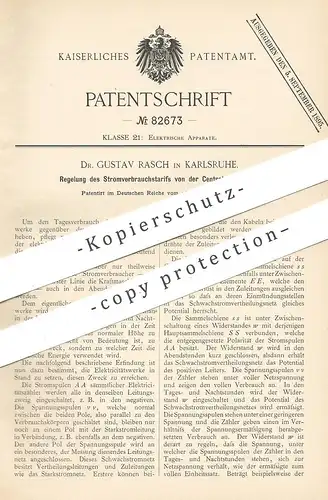 original Patent - Dr. Gustav Rasch , Karlsruhe , 1895 , Regelung von Stromverbrauch | Stromzähler , Strom , Elektriker !
