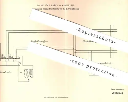 original Patent - Dr. Gustav Rasch , Karlsruhe , 1895 , Regelung von Stromverbrauch | Stromzähler , Strom , Elektriker !