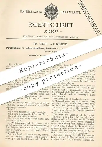 original Patent - Fr. Wiebel , Elberfeld , 1894 , Parallelführung an Druckmaschinen für Papier , Gewebe | Druck !!!