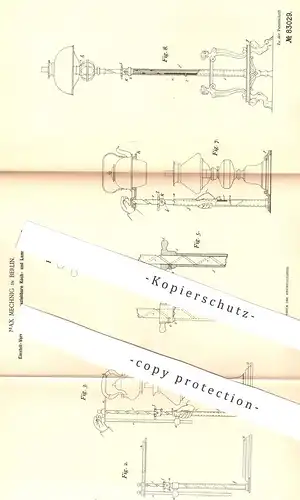 original Patent - Max Mechnig , Berlin , 1894 , Einstellen ausziehbarer Ständer zum Kochen u. für Lampen | Lampe , Koch