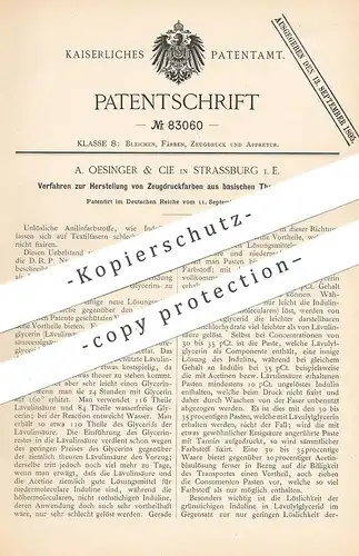 original Patent - A. Oesinger & Cie , Strassburg / Elsass , 1894 , Druckfarbe aus basischem Teerfarbstoff | Farbe | Teer