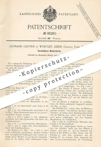 original Patent - Leonard Glover , Wortley , Leeds , York , England , 1894 , Musterkarte für Jaquard Maschine | Weber !!