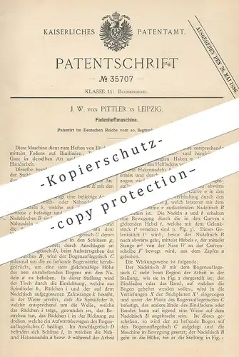 original Patent - J. W. von Pittler , Leipzig 1885 , Fadenheftmaschine | Heftmaschine | Buchbinder , Buchbinderei , Buch