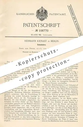 original Patent - Hermann Kienast , Berlin  1898 , Schublehre | Messlehre | Messschieber | Messen , Bemessen , Vermessen