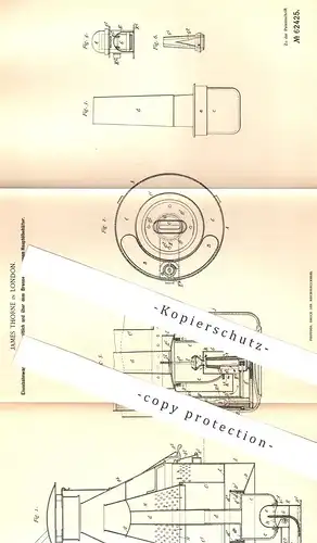 original Patent - James Thorne , London , England , 1891 , Eisenbahnwagenlampe | Eisenbahn - Lampe | Brenner , Öllampe