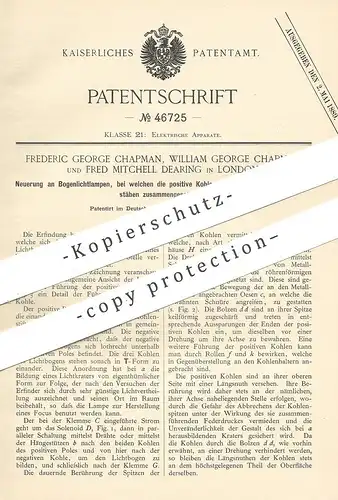 original Patent - Frederic George Chapman , William G. Chapman , F. Mitchell Dearing , London , Bogenlichtlampe | Lampe