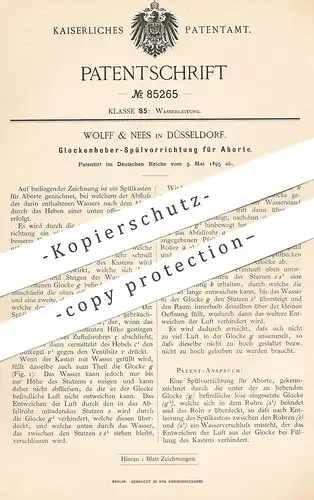 original Patent - Wolff & Nees , Düsseldorf , 1895 , Glockenheber Spülung für Abort | WC , Kloset , Toilette , Klempner