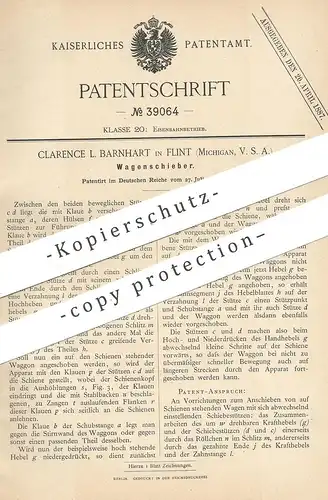 original Patent - Clarence L. Barnhart , Flint , Michigan , USA , 1886 , Wagenschieber | Wagon , Eisenbahn , Eisenbahnen