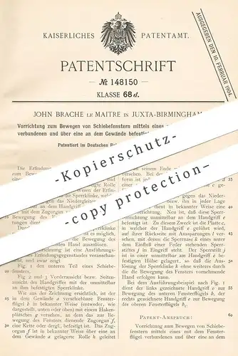 original Patent - John Brache le Maitre , Juxta / Birmingham  1902 , Bewegen der Schiebefenster | Fenster , Fensterbauer