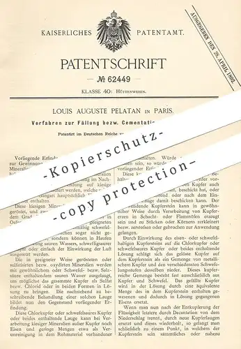original Patent - Louis Auguste Pelatan , Paris , Frankreich , 1891 , Fällung bzw. Zementation von Kupfer | Mineralien