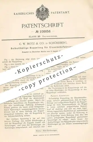 original Patent - C. W. Motz & Co. , Berlin / Schöneberg , 1899 , Kupplung für Eisenbahnen | Eisenbahn - Kupplungen !!!
