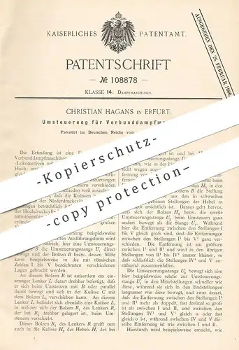 original Patent - Christian Hagans , Erfurt 1899 , Umsteuerung für Verbunddampfmaschine | Dampfmaschine , Dampfmaschinen