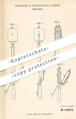 original Patent - Moosdorf & Hochhäuser , Berlin , 1898 , Haartrockner | Haare | Fön , Friseur , Frisur , Haar trocknen