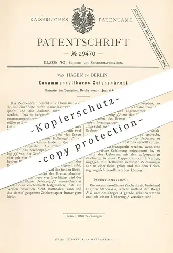 original Patent - Van Hagen , Berlin , 1884 , Zeichenbrett | Schreibbrett | Bauzeichner , Zeichnen , Zeichner , Tafel
