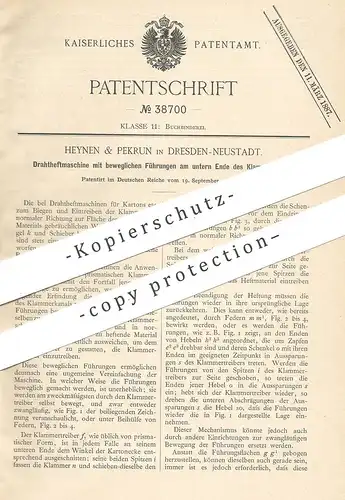 original Patent - Heynen & Pekrun , Dresden Neustadt 1886 , Drahtheftmaschine | Buchbinder , Buchbinderei , Buch heften