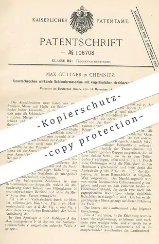 original Patent - Max Güttner , Chemnitz , 1898 , Schleudermaschine | Schleuder | Trockner | Zuckerfabrik , Papierfabrik