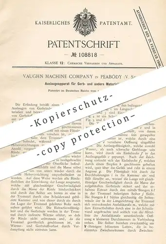 original Patent - Vaughn Machine Company , Peabody , USA , 1899 , Auslaugeapparat für Gerber | Gerben , Leder , Gerberei