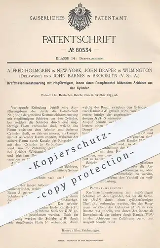 original Patent - A. Holmgren , New York | John Draper , Wilmington | John Barnes , Brooklyn , USA , Dampfmaschinen