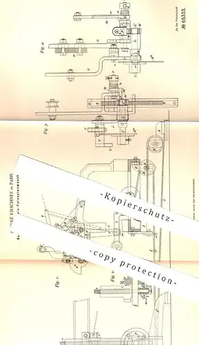 original Patent - August Kirschner , Paris , Frankreich , 1892 , Regler für Mule - Feinspinnmaschinen | Spinnmaschine !!