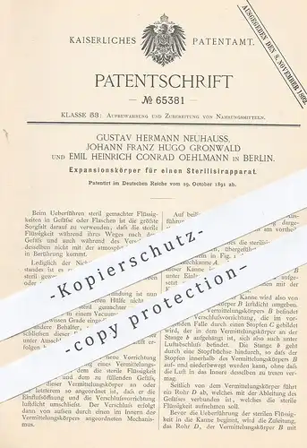 original Patent - Gustav H. Neuhauss , Johann F. Hugo Gronwald , Emil H. C. Oehlmann , Berlin , Sterilisierungsapparat