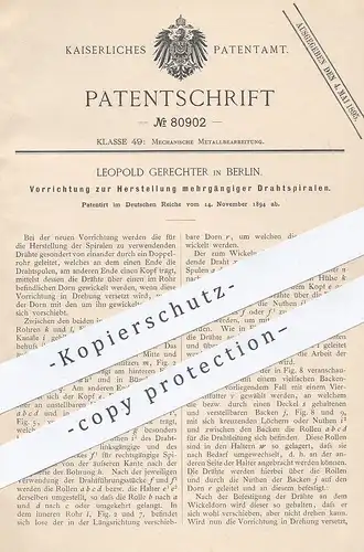 original Patent - Leopold Gerechter , Berlin , 1894 , Herstellung mehrgängiger Drahtspiralen | Draht , Metall , Drähte