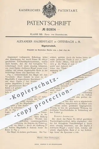 original Patent - Alexander Halberstadt , Offenbach / Main , 1893 , Bügelverschluss für Tasche , Geldbörse , Portemonee
