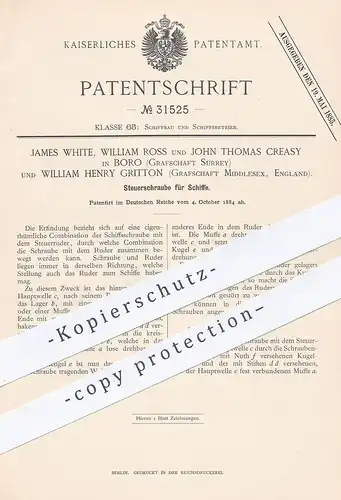 original Patent - James White , William Ross , John Thomas Creasy , Boro , William Gritton , Middlesex , Schiffsschraube