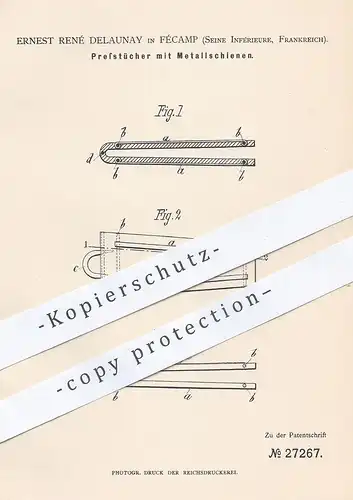 original Patent - Ernest René Delaunay , Fécamp , Seine Inférieure , Frankreich , 1883 , Presstücher | Presse , Pressen