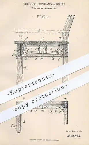 original Patent - Theodor Suchland , Berlin  1888 , Stuhl mit verstellbarem Sitz | Stühle , Möbel , Holzstuhl , Tischler