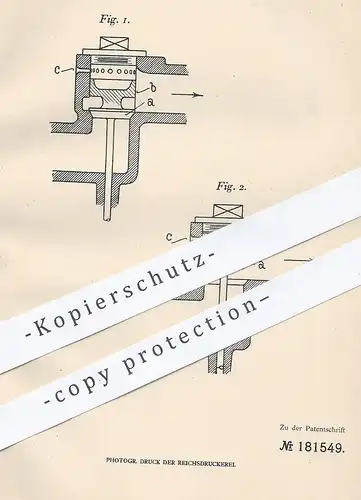 original Patent - Michael Linsner , München , 1906 , Saugventil für Explosionskraftmaschinen | Gasmotor | Gas - Motor !