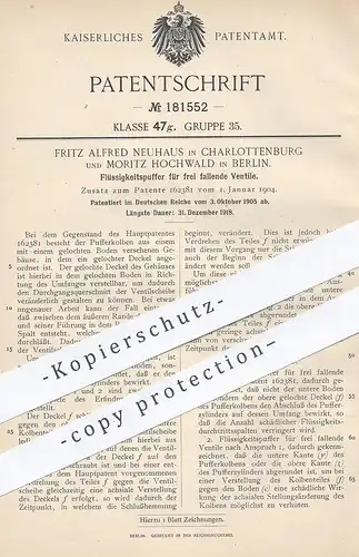original Patent - Fritz Alfred Neuhaus , Moritz Hochwald , Berlin / Charlottenburg , 1905 , Puffer für Ventil | Motor !!