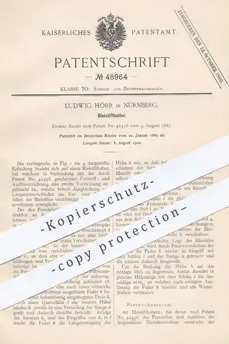 original Patent - Ludwig Hörr , Nürnberg 1889 , Bleistifthalter | Bleistift , Stift , Füllhalter , Füller , Schreibfeder