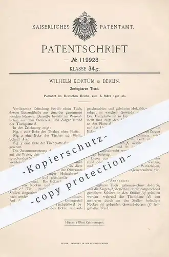 original Patent - Wilhelm Kortüm , Berlin  1900 , Zerlegbarer Tisch | Tische , Holztisch , Tischler , Möbelbauer , Möbel