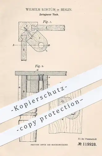 original Patent - Wilhelm Kortüm , Berlin  1900 , Zerlegbarer Tisch | Tische , Holztisch , Tischler , Möbelbauer , Möbel