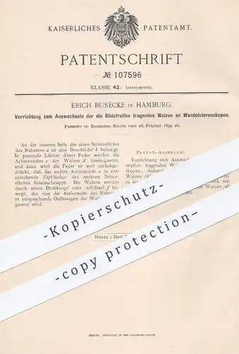 original Patent - Erich Busecke , Hamburg , 1899 , Wandelstereoskop | Stereoskop , Walze , Walzen !!