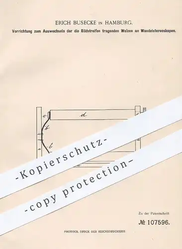 original Patent - Erich Busecke , Hamburg , 1899 , Wandelstereoskop | Stereoskop , Walze , Walzen !!