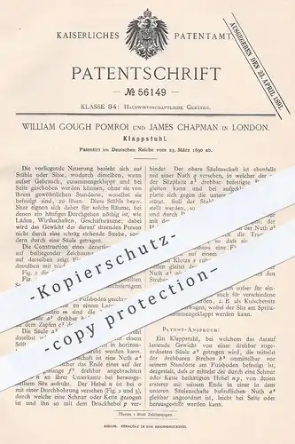 original Patent - William Gough Pomroi , James Chapman , London 1890 , Klappstuhl | Stuhl  Stühle , Holzstuhl , Tischler