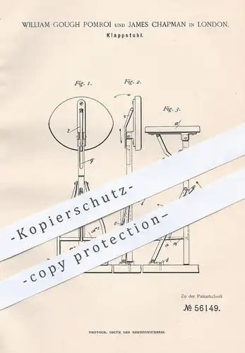 original Patent - William Gough Pomroi , James Chapman , London 1890 , Klappstuhl | Stuhl  Stühle , Holzstuhl , Tischler