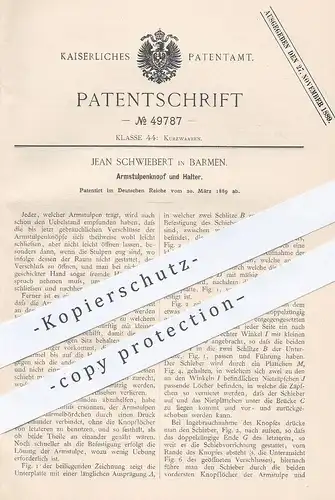 original Patent - Jean Schwiebert , Barmen , 1889 , Armstulpenknopf und Halter | Knopf , Knöpfe , Schneider , Mode !!