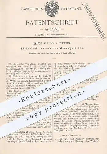 original Patent - Ernst Kuhlo , Stettin , 1885 , Elektrisch gesteuertes Wendegetriebe | Getriebe , Motor , Maschinen !!