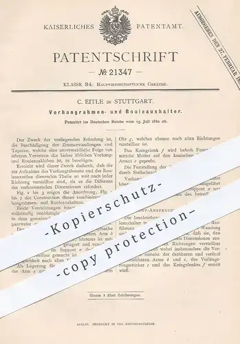 original Patent - C. Eitle , Stuttgart , 1882 , Halter für Vorhang , Rollo , Jalousie , Gardinen | Vorhänge , Gardine !!