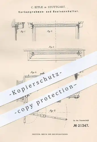 original Patent - C. Eitle , Stuttgart , 1882 , Halter für Vorhang , Rollo , Jalousie , Gardinen | Vorhänge , Gardine !!