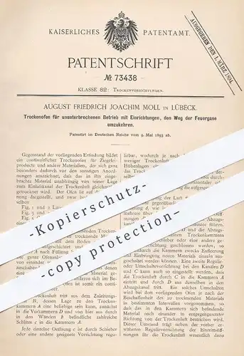 original Patent - August Friedrich Joachim Moll , Lübeck , 1893 , Trockenofen für Ziegelei | Ton , Stein , Ofen , Öfen !