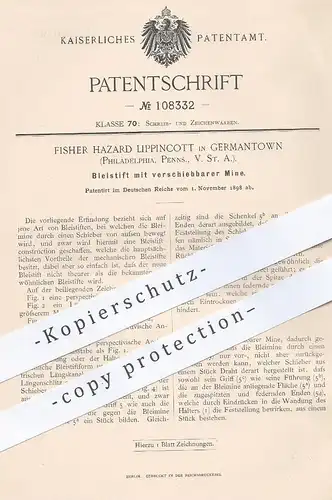 original Patent - Fisher Hazard Lippincott , Germantown , Philadelphia , USA , 1898 , Bleistift mit Mine | Stift !!