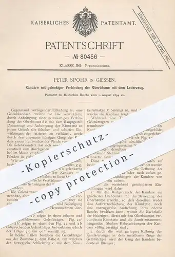 original Patent - Peter Spohr , Giessen , 1894 , Kandare mit Verbindung der Oberbäume mit Leder | Pfredgeschirr , Pferd