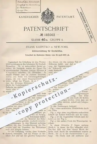 original Patent - Frank Klepetko , New York , 1905 , Kühlung für Erzröstöfen | Erz - Röstofen | Ofen Öfen | Mc Douball !