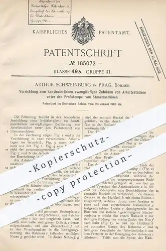original Patent - Arthur Schweinburg , Prag / Böhmen , 1906 , Pressstempel an Stanzmaschinen | Stanzen , Pressen , Druck