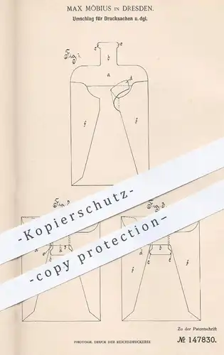 original Patent - Max Möbius , Dresden , 1902 , Umschlag für Papier , Blätter | Briefumschlag , Kuvert , Papierfabrik