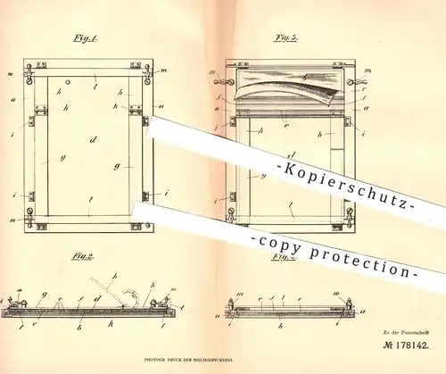 original Patent - Ludwig Renkel , Stuttgart , 1904 , Lichtpausrahmen an Glasscheibe | Rollo , Lichtpausapparat !!!